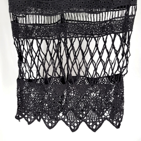 NWOT BOOHOO Embroidered Lace Panel Midi Dress Black - Picture 8 of 15